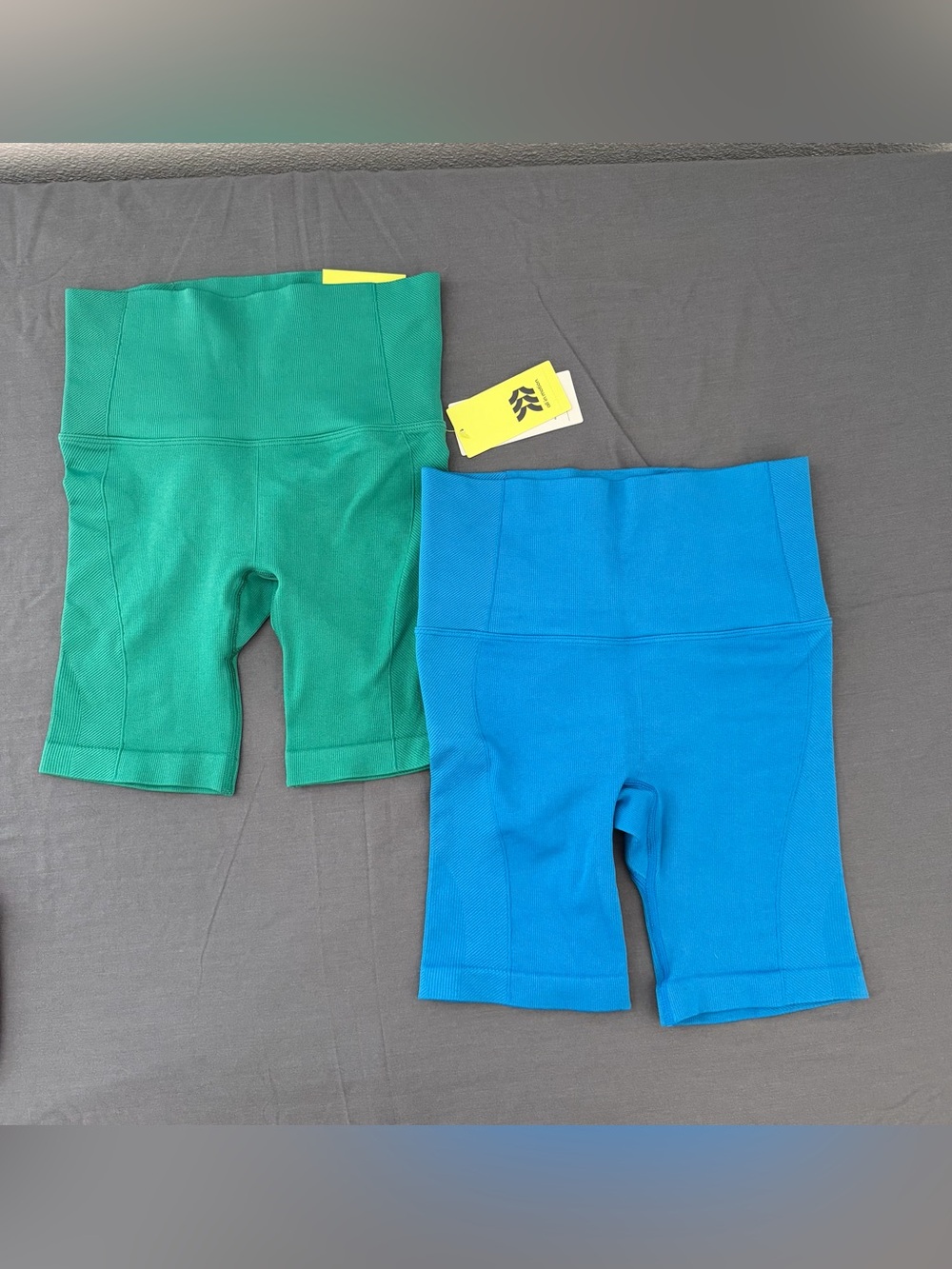 all in motion Green and Blue Women’s High-Waist Bike Shorts